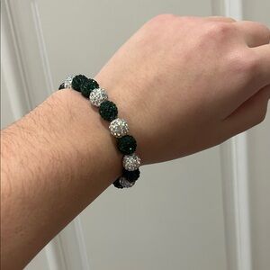Green and Silver Beaded Bracelet